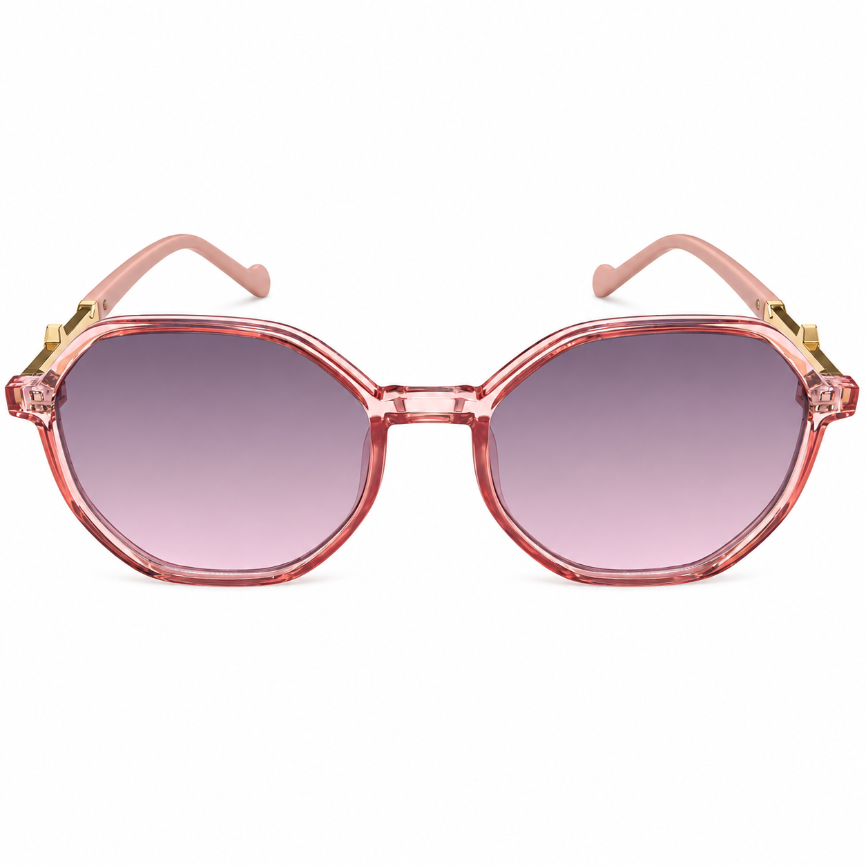 Lentes de Sol Rosados con Detalles Dorados