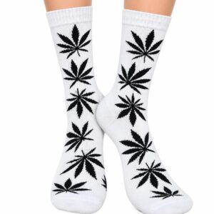 Medias Largas Cannabis – Blanco y Negro