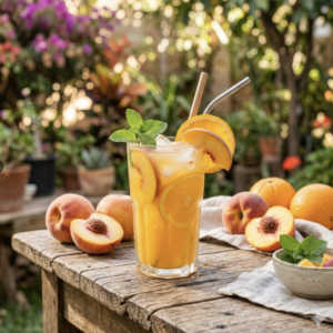 Jugo de durazno y naranja