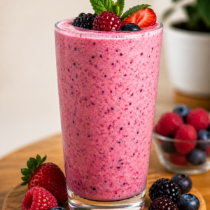 Jugo de frutos rojos con leche