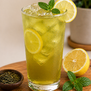 Té verde frío con miel y limón
