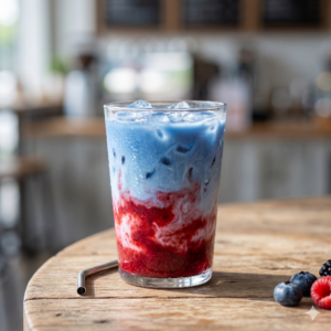 Iced blue matcha frutal