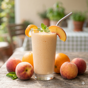 Jugo de durazno y naranja con leche